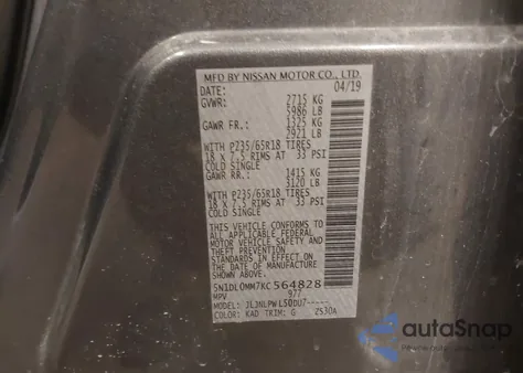 2019 Infiniti Qx60 Pure from USA, damaged, VIN 5N1DL0MM7KC564828